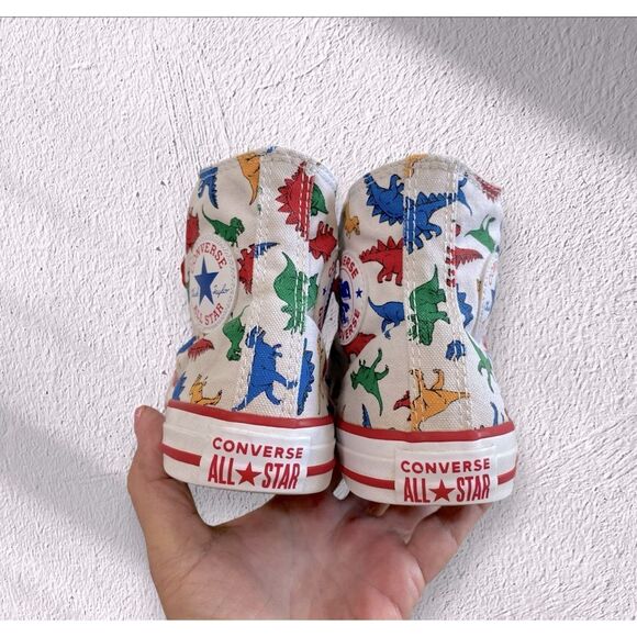 Converse Sneakers Dinoverse High Top All Star White Red Junior Boys Size 3 - Picture 6 of 11